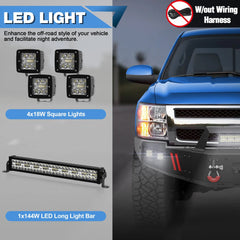 Silverado Full Width Front Bumper for Chevy Silverado 1500 2007-2013, Textured Black Pickup Truck Bumper for Silverado 2007-2013, with Winch Plate, Lights and D-rings POFENZE