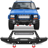 Steel Bumper For Jeep XJ Front Bumper Compatible with 1984-2001 Jeep Cherokee XJ with Winch Plate and Lights
