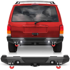 Steel Bumper For Jeep XJ Rear Bumper for 1984-2001 Jeep Cherokee XJ with Lights - POFENZE