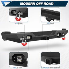 Steel Bumper For Jeep XJ Rear Bumper for 1984-2001 Jeep Cherokee XJ with Lights