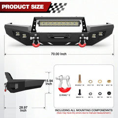 Steel Bumper for Grand Cherokee WJ Front Bumper for 1999 2000 2001 2002 2003 2004 Jeep Grand Cherokee WJ with Winch Plate and Lights - POFENZE