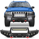 Steel Bumper for Grand Cherokee WJ Front Bumper for 1999 2000 2001 2002 2003 2004 Jeep Grand Cherokee WJ with Winch Plate and Lights
