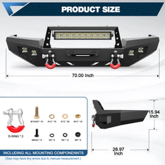 Steel Bumper for Grand Cherokee WJ Front Bumper for 1999 2000 2001 2002 2003 2004 Jeep Grand Cherokee WJ with Winch Plate and Lights