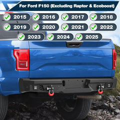 Steel Bumpers for Trucks Rear Bumper for 2015-2025 Ford F150 Pickup (Excluding Raptor & Ecoboost)