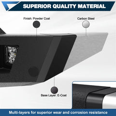 Steel Front Bumper for 2019-2022 GMC Sierra 1500, Textured Black Pickup Truck Bumper w/Winch Plate, Lights, D-rings, License Plate Mount (2019 Not Fit Limited and 2022 Only Fit Limited) POFENZE