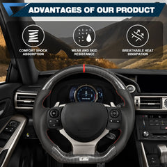 Steering Wheel For Lexus Carbon Fiber Steering Wheel Preforated Leather Grip Fit for Lexus IS/200/250/300 2013-2022 POFENZE