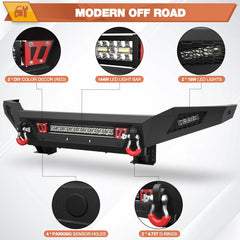 Sturdy Steel Front or Rear Bumper with Led Lights for Toyota Tundra 2007-2013 POFENZE