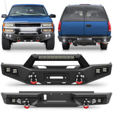 Suburban Accessories For 1992-1993-1994-1995-1996-1997-1998-1999 Chevy Suburban Tahoe & GMC Yukon Bumper Combo Steel Offroad Front and Rear Bumper with Winch Plate and Lights