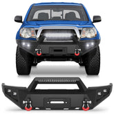 Tacoma Front Bumper Full Width for 2005-2015 Tacoma 2nd Gen Pickup, w/Winch Plate, LED Lights, D-rings and License Plate Bracket POFENZE