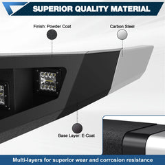 Tacoma Front Bumper Full Width for 2005-2015 Tacoma 2nd Gen Pickup, w/Winch Plate, LED Lights, D-rings and License Plate Bracket POFENZE