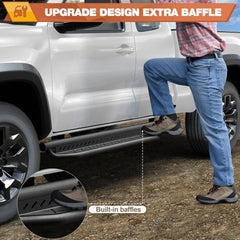 Tacoma Running Boards Two Raised Side Step Compatible for Toyota Tacoma Access Cab 2005-2023 (2 Door Only), 2 Stairs Step Rails Powder Coated Black Carbon Steel Nerf Bars POFENZE