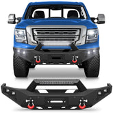 Titan Front Bumper Full Width for 2016-2024 Nissan Titan, w/Winch Plate, LED Lights, D-rings and License Plate Bracket (Not Fit XD and Intelligent Radar Sensors) POFENZE