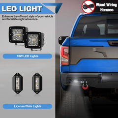 Titan Rear Bumper Full Width for 2016-2024 Nissan Titan, w/Step Plate, Fog Lights, License Plate Lights and D-rings (Not Fit Intelligent Radar Sensors) POFENZE