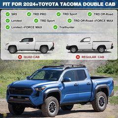Top Roof Rack Cross Bars Fit for 2024-2025 Toyota Tacoma Double Cab Double Cab Basket Heavy Duty Cargo Carriers Luggage Storage Holder Aluminum POFENZE