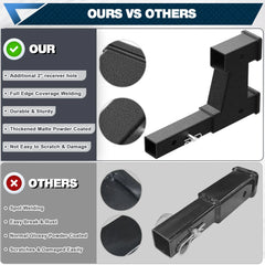 Trailer Hitch Extender for 2 Inch Receiver Adjustable 7.3"-9.3" Extension with 5/8 inch Bolt Nut Clip 4000 lbs POFENZE