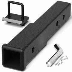 Trailer Hitch Extender for 2 Inch Receiver Adujustble 7.3"-9.3" Extension Length with 5/8 inch Bolt Nut Clip 3,500 lbs GTW Matte Black POFENZE
