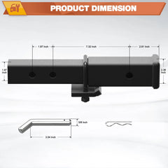 Trailer Hitch Extender for 2 Inch Receiver Adujustble 7.3"-9.3" Extension Length with 5/8 inch Bolt Nut Clip 3,500 lbs GTW Matte Black POFENZE