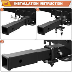 Trailer Hitch Extender for 2 Inch Receiver Adujustble 7.3"-9.3" Extension Length with 5/8 inch Bolt Nut Clip 3,500 lbs GTW Matte Black POFENZE