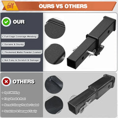 Trailer Hitch Extender for 2 Inch Receiver Adujustble 7.3"-9.3" Extension Length with 5/8 inch Bolt Nut Clip 3,500 lbs GTW Matte Black POFENZE