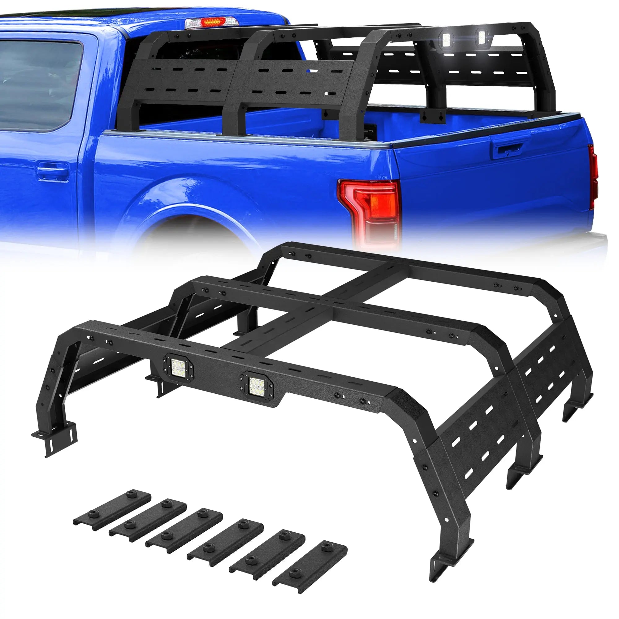 Truck Rack for Full-Size Trucks 17.3'' Bed Rack Without Bed Rails Overlanding Rack for 2002-2022 Dodge Ram 1500, 2014-2022 Chevy Silverado 1500, 2015-2022 Ford F-150, 2007-2013 Toyota Tundra POFENZE