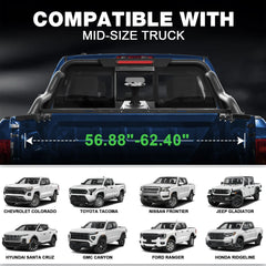 Truck Roll Bar Adjustable 56.88"–62.40" Universal Fit Mid-Size Pickup Truck with/without Bed Rails Sport Roll Bar with Brake Light POFENZE