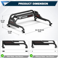 Truck Roll Bar Heavy Duty Truck Bed Rack and Headache Rack for Mid-Size Pickup Trucks POFENZE