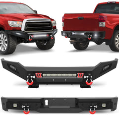 Tundra Bumper Set, Front & Rear Bumper Full Width for 2007-2013 Tundra Pickup, w/LED Lights and D-rings POFENZE