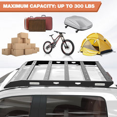 Tundra CrewMax Roof Rack Top Cargo Carrier Heavy Duty Roof Rack Cross Bars with Side LED Lights Compatible with 2007-2021 Toyota Tundra 2th 3th Gen (4 Doors Only) POFENZE