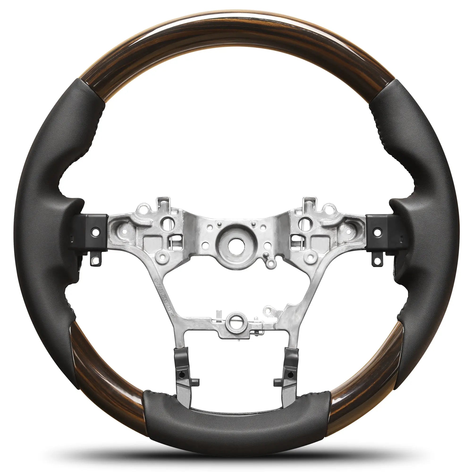 Walnut Wood Steering Wheel for Toyota Hilux/Revo/Fortuner 2015-2022 D-shaped Flat-bottom Steering Wheel Preforated Leather Grip Hand-Stitched POFENZE