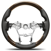 Walnut Wood Steering Wheel for Toyota Hilux/Revo/Fortuner 2015-2022 D-shaped Flat-bottom Steering Wheel Preforated Leather Grip Hand-Stitched POFENZE