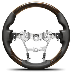 Walnut Wood Steering Wheel for Toyota Hilux/Revo/Fortuner 2015-2022 D-shaped Flat-bottom Steering Wheel Preforated Leather Grip Hand-Stitched POFENZE