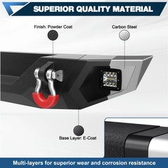 Wrangler JK Rear Bumper Compatible with 2007-2018 with Winch Plate, D-ring and Lights POFENZE