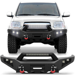for 2000-2006 Toyota Tundra Front Bumper Full Width Bumper with Winch Plate, LED Lights and D-rings POFENZE