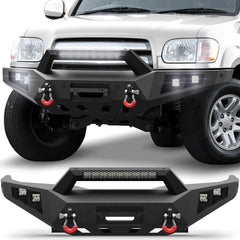 for 2000-2006 Toyota Tundra Front Bumper Full Width Bumper with Winch Plate, LED Lights and D-rings POFENZE