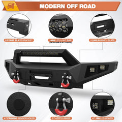 for 2000-2006 Toyota Tundra Front Bumper Full Width Bumper with Winch Plate, LED Lights and D-rings POFENZE
