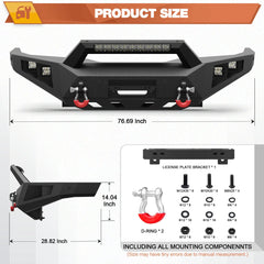 for 2000-2006 Toyota Tundra Front Bumper Full Width Bumper with Winch Plate, LED Lights and D-rings POFENZE