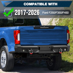 F250 Rear Bumper Compatible with 2017-2025 Ford F250 F350 F450 Super Duty Pickup Truck Bumper