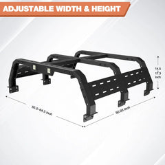 Bed Rack for Mid Size Truck w/Bed Rails Adjustable Height 14.5'' to 17.3'' Truck Rack Overland Rack Fit Toyota Tacoma 2005-2023, Tundra 2014-2024, Jeep Gladiator JT 2020-2024 w/5.5' Truck Bed POFENZE