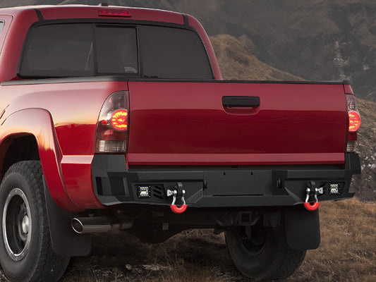 POFENZE heavy-duty steel rear bumper installed on 2005-2015 Toyota Tacoma 2nd gen