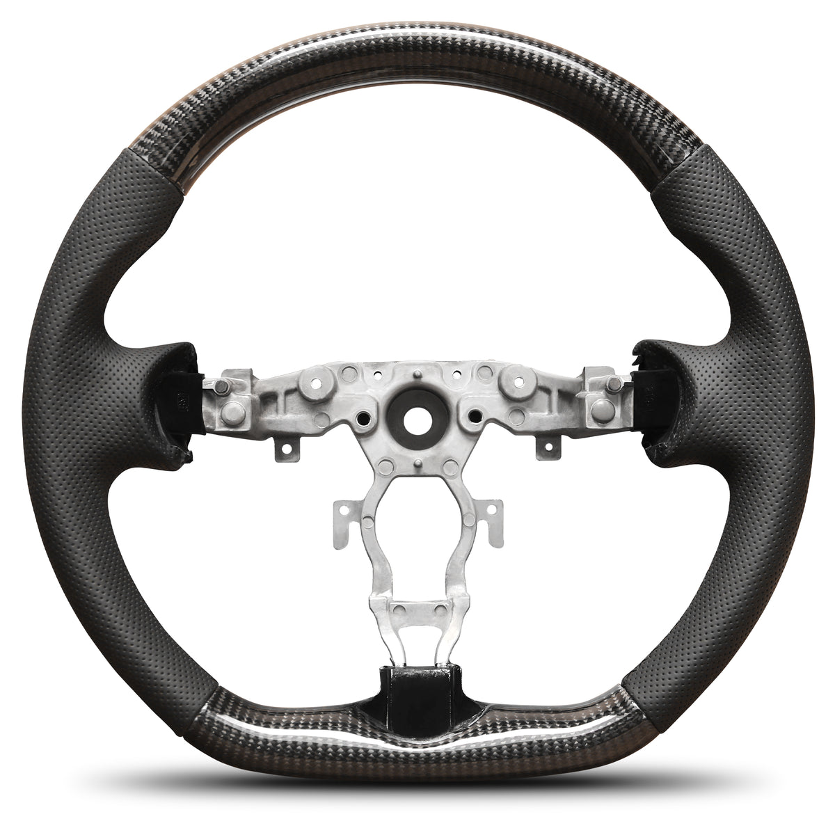 Carbon Fiber Steering Wheel For Nissan 370Z 2008-2020 Nappa Perforated Leather D-shaped Flat-bottom Steering Wheel Grip Hand-Stitched