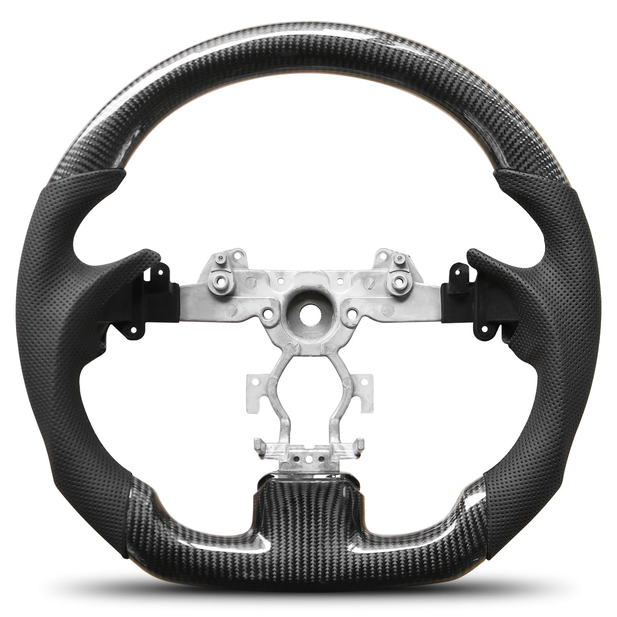 Carbon Fiber Steering Wheel for Infiniti G37 G37X 2007-2013, D-shaped Flat-bottom Nappa Perforated Leather Grip for Replacement