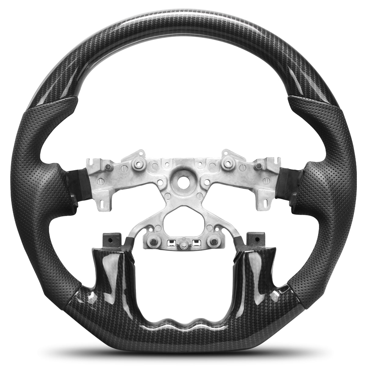 Hydro-Dip Carbon Fiber Steering Wheel For Nissan Patrol Y62 2019-2024 D-shaped With stitching Nappa Perforated Leather Flat-bottom Steering Wheel