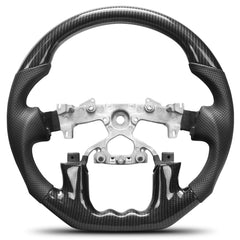 Hydro-Dip Carbon Fiber Steering Wheel For Nissan Patrol Y62 2019-2024 D-shaped With stitching Nappa Perforated Leather Flat-bottom Steering Wheel