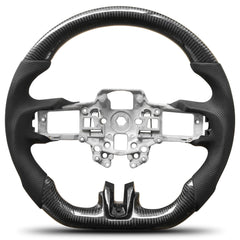 Carbon Fiber Steering Wheel for Mustang 2018-2022 Nappa Perforated Leather with Hand Stitching D-shaped Custom Steering Wheel for Mustang EcoBoost/GT for Shelby GT350/GT350R