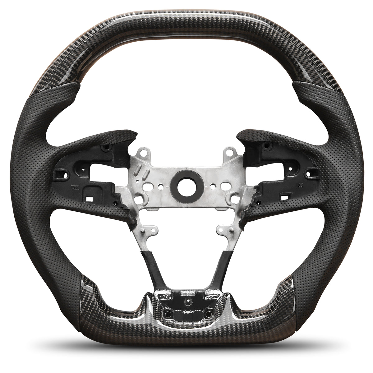 Carbon Fiber Steering Wheel For Honda civic 10th 2016-2021 Nappa Perforated Leather D-shaped Flat-bottom Steering Wheel Grip Hand-Stitched