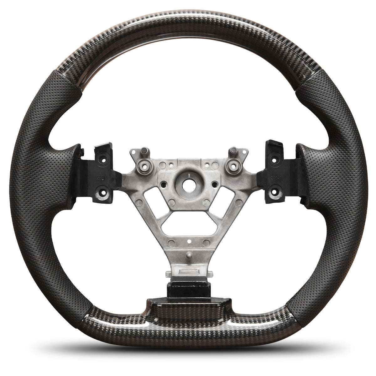 Carbon Fiber Steering Wheel For Nissan 350Z 2003-2009 Nappa Perforated Leather D-shaped Flat-bottom Grip Hand-Stitched Steering Wheel