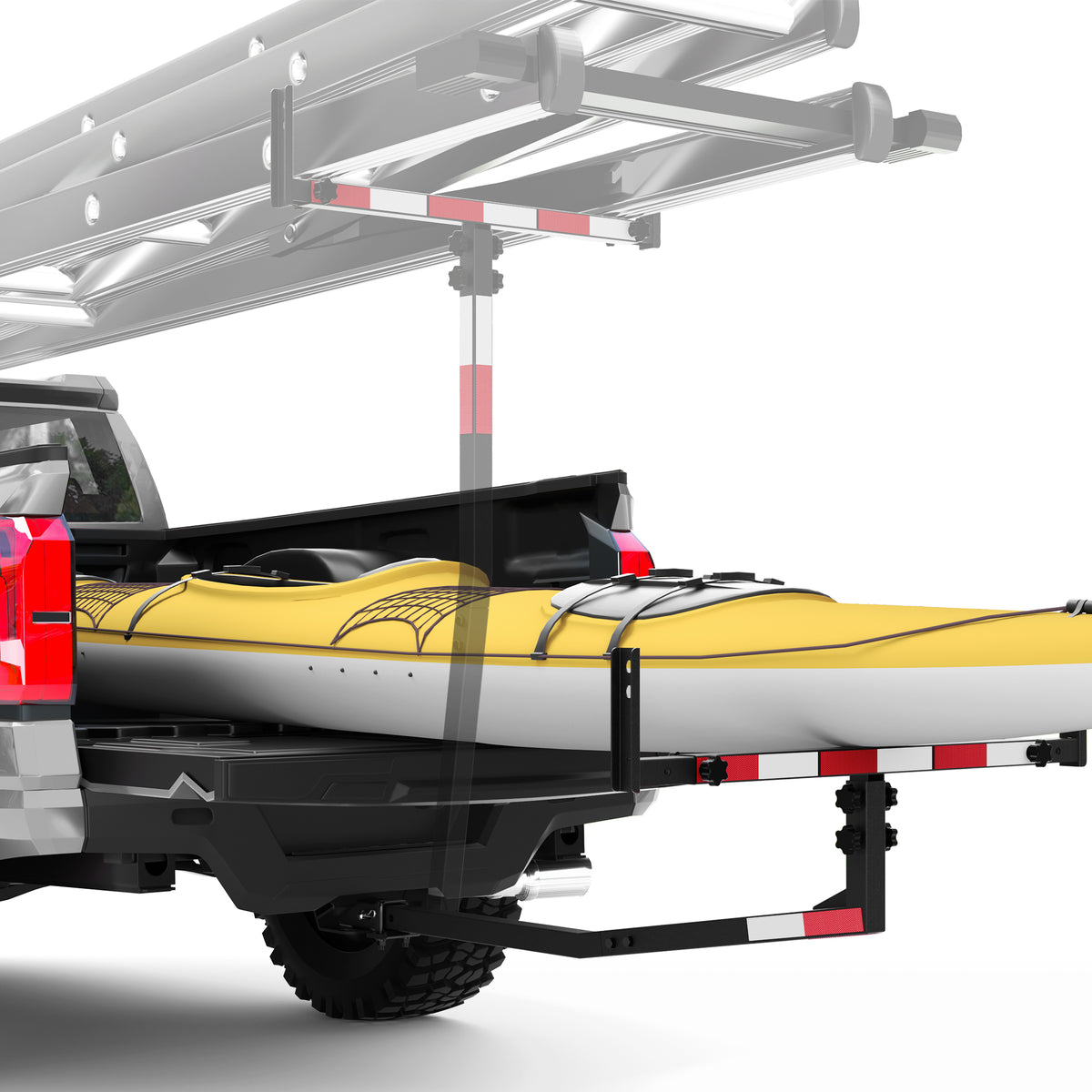 POFENZE Truck Bed Extender Hitch Mount, 2-in-1 Adjustable Extension Rack, 800 lbs Capacity