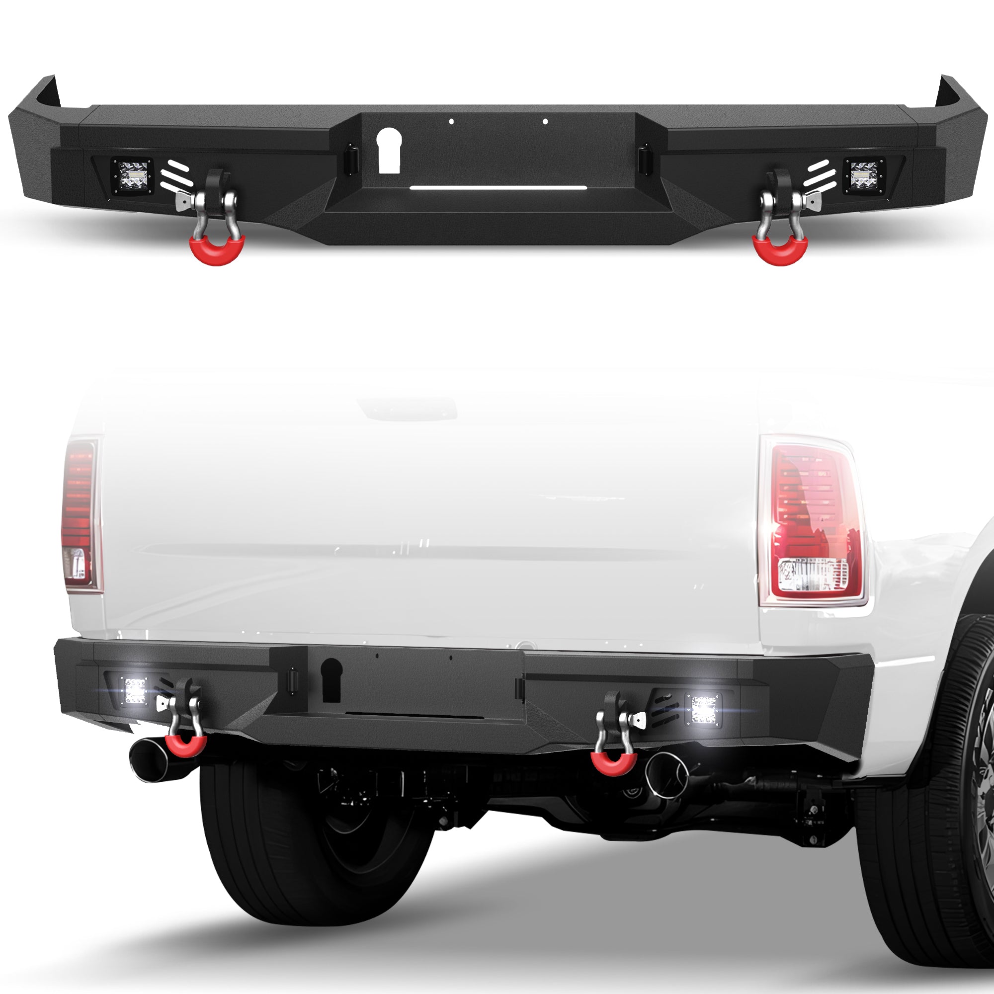 Ram 1500 Rear Bumper for 2009-2018 Ram 1500 Pickup and 2019-2025 Ram 1500 Classic Only, w/Step Plate, Fog Lights, License Plate Lights and D-rings
