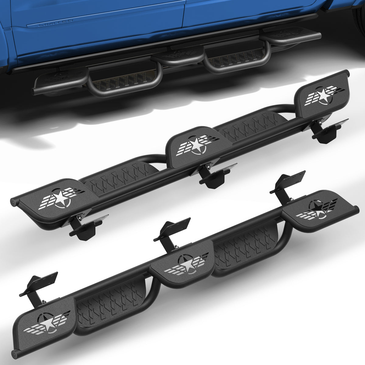 POFENZE Running Boards for 2019-2026 Ram 1500 New Body Crew Cab, 3-Step Side Steps