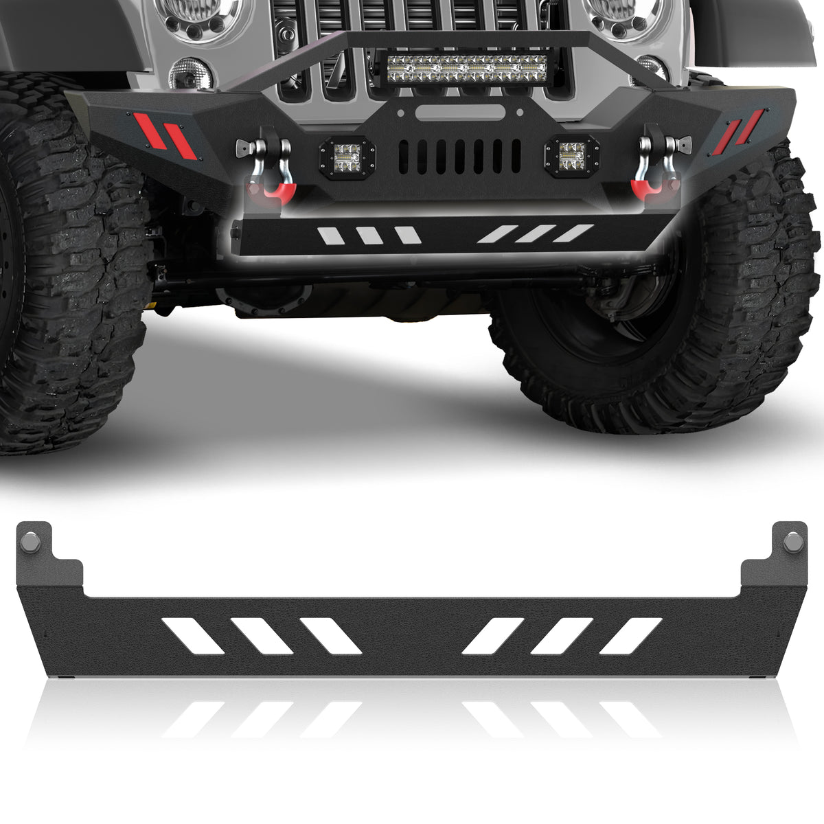 POFENZE Front Skid Plate for 2007-2018 Jeep Wrangler JK JKU, Steel Bumper Lower Guard